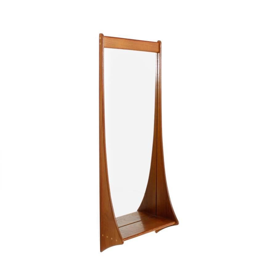 Danish Midcentury Teak Wall Mirror, Pedersen and Hansen, Denmark, 1960s