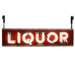 Vintage Double-Sided Neon Liquor Sign with Porcelain Faceplates, circa 1940