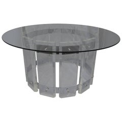 Retro American Mid-Century Modern Round Lucite Glass Top Table