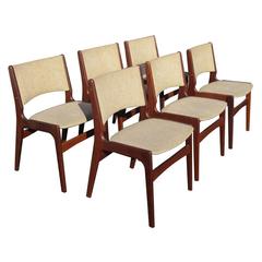 Vintage Set of Six Midcentury Rosewood Dining Chairs by Erik Buch