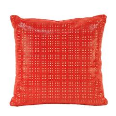 Small Red Perforated Leather Pillow