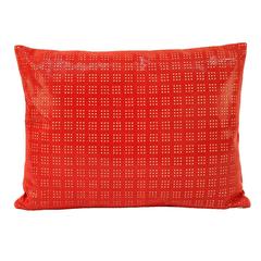 Rectangular Red Perforated Leather Pillow