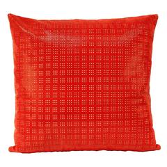 Medium Red Perforated Leather Pillow