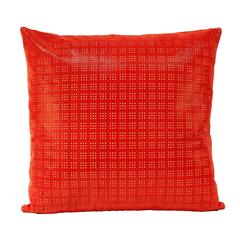 Large Red Perforated Leather Pillow