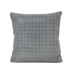 Small Steel Blue Perforated Leather Pillow