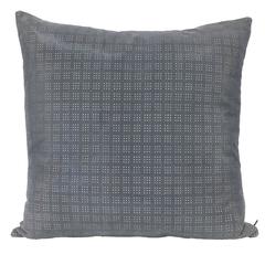 Medium Steel Blue Perforated Leather Pillow