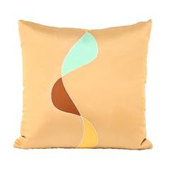 Hand-Painted Silk Accent Pillow with Helix Motif
