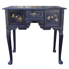 Black Lacquer Queen Anne Japanned Dressing Table, circa 1750