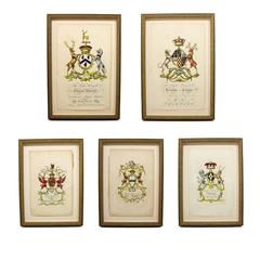 Set of Framed 18th Century English Coat of Arms from Peerage Book