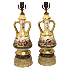 Superb Pair of Antique French Louis Philippe Paris Porcelain Vases, circa 1845