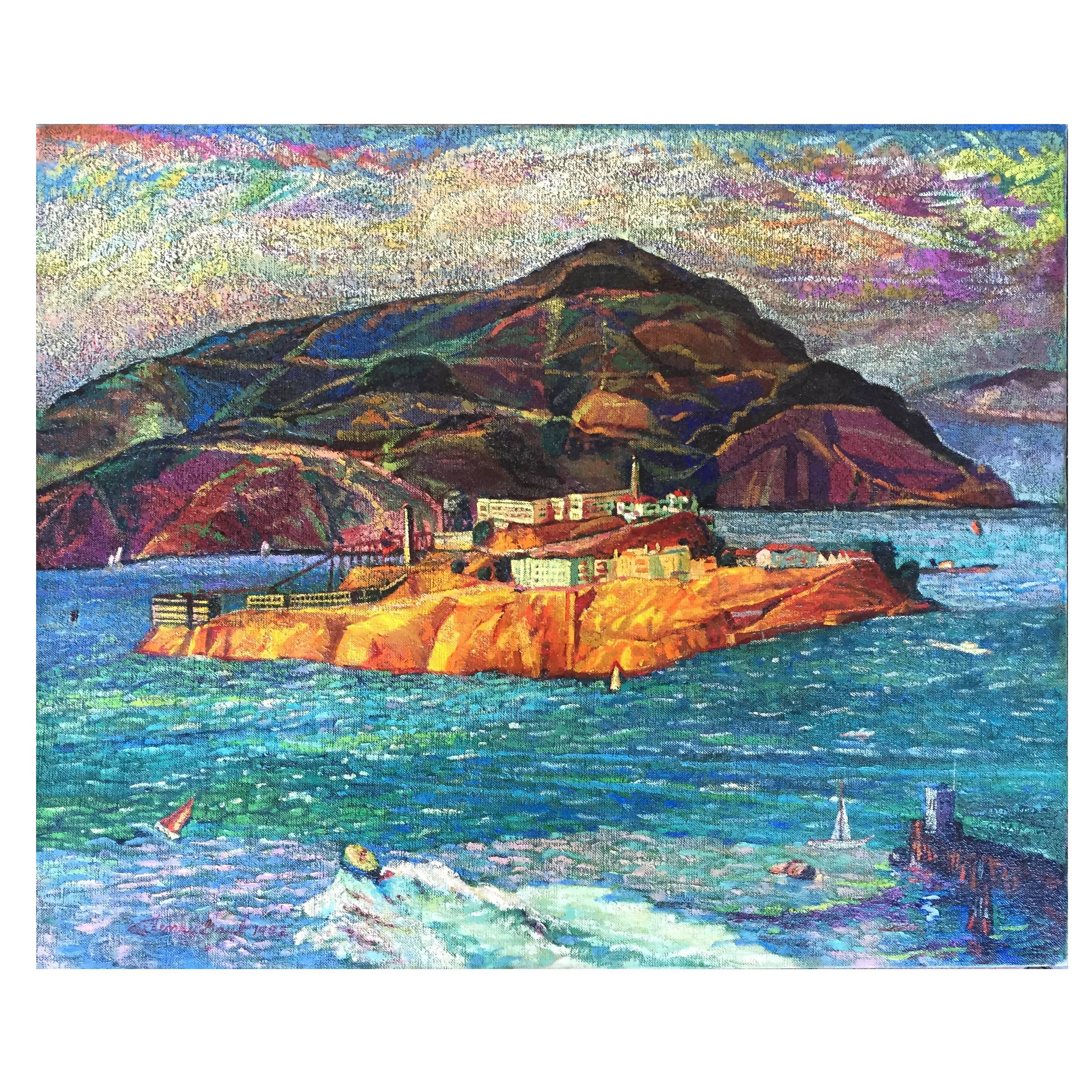 Great Colorful Painting of Alcatraz San Francisco