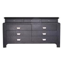 Chic Raffia Covered Dresser Commode- Mid Century Modern 9