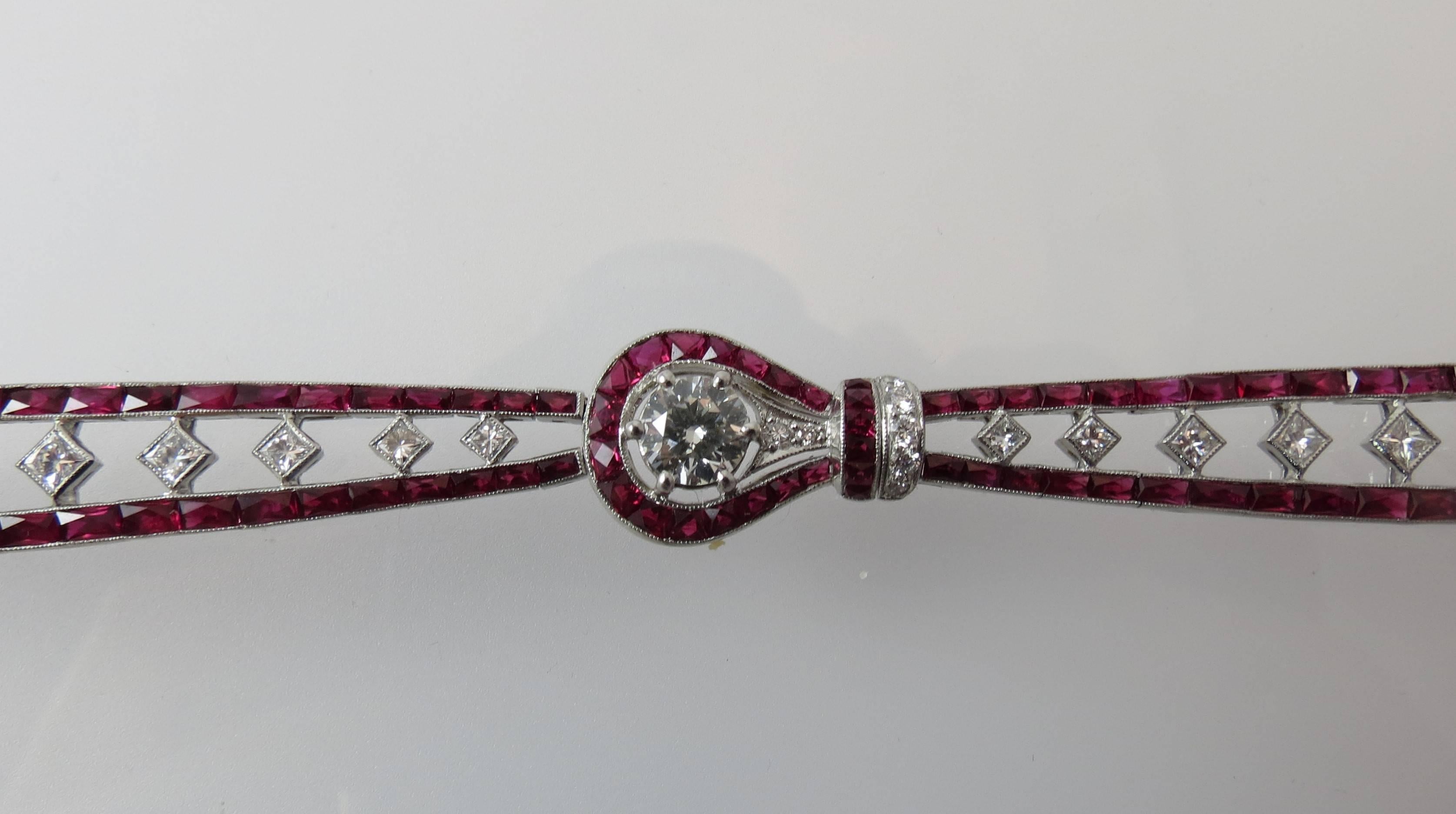 De las mujeres Pulsera Rubí Diamante Platino en venta