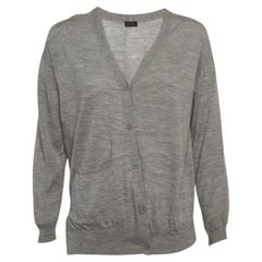 Joseph Grey Merinos Wool Rib Knit Asymmetric Cardigan S
