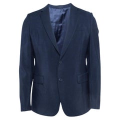 Valentino Blazer de lana de mohair azul marino de un solo pecho S