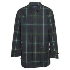 Polo Ralph Lauren Marineblau/Grün karierter Baumwollmantel Beaufort Walking Coat L