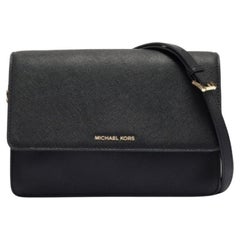 Michael Kors Schwarze Jet Set Umhängetasche aus Leder