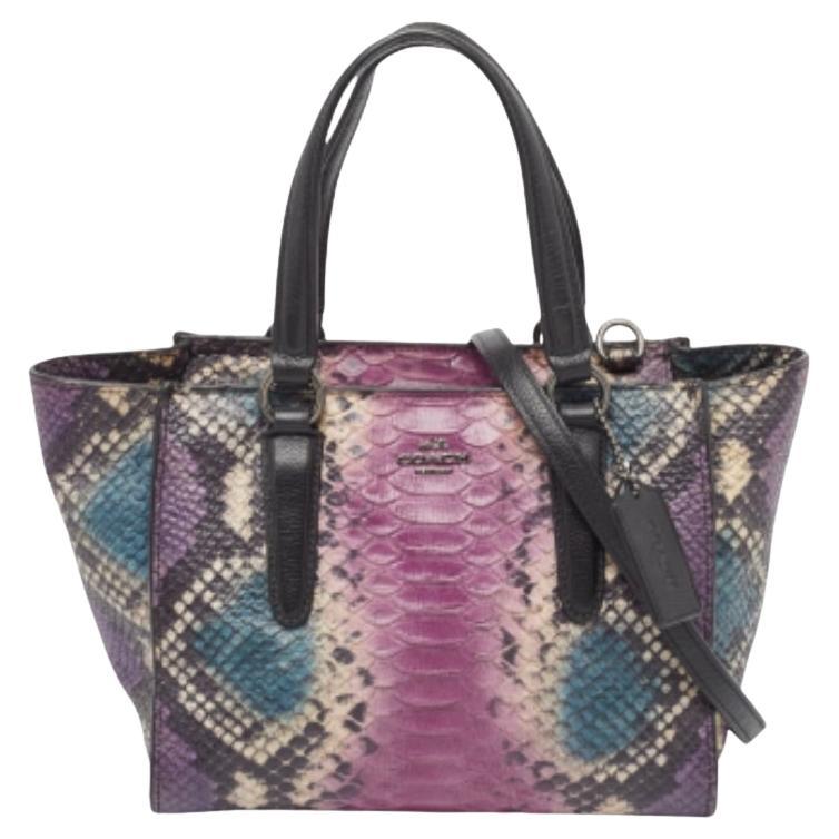 Coach Multicolor Python Embossed and Leather Crosby Carryall Tote For Sale