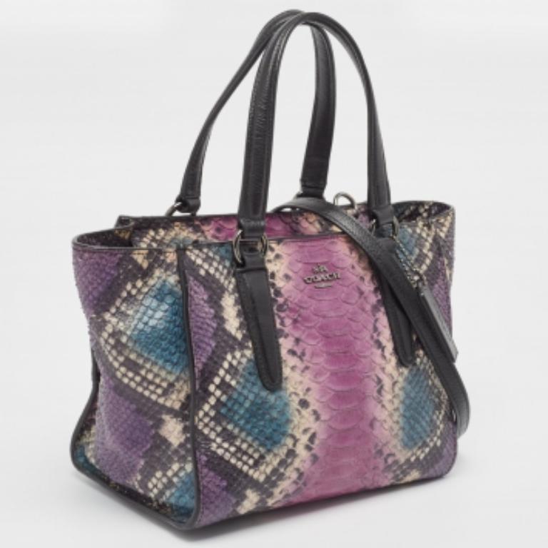 Coach Multicolor Python Embossed and Leather Crosby Carryall Tote For Sale 5