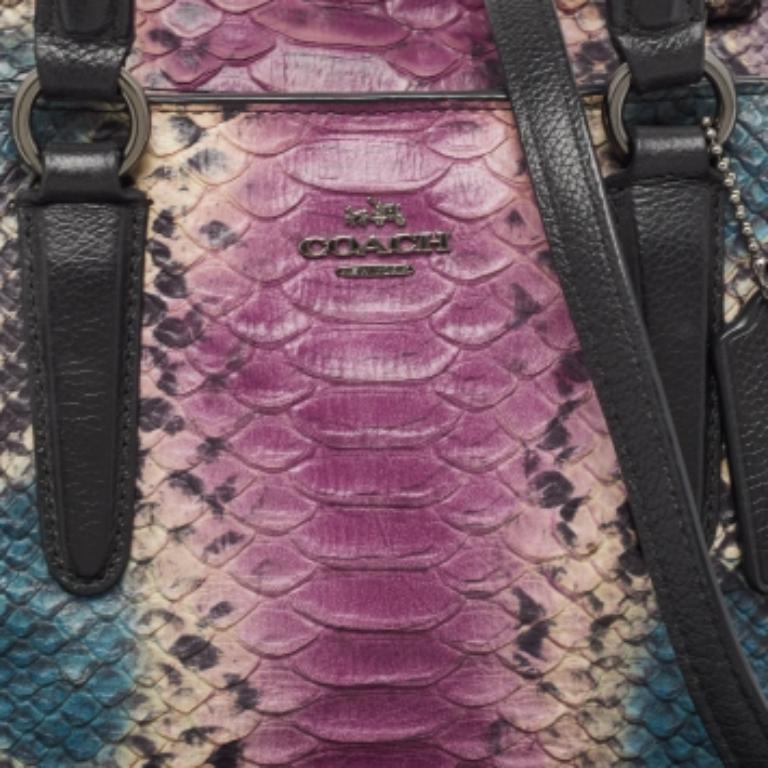 Coach Multicolor Python Embossed and Leather Crosby Carryall Tote For Sale 4