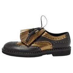 Dolce & Gabbana Schwarz/Grün Brogue Leder Fransen Oxfords Größe 41
