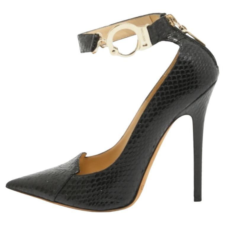 Jimmy Choo Black Python Ankle Cuff Pumps Size 38.5