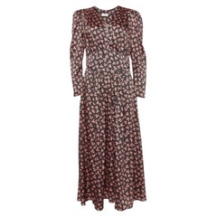 Sandro Black Printed Satin Maxi Dress M
