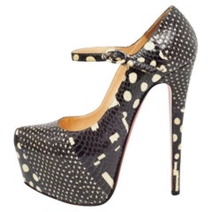 Christian Louboutin Black/White Printed Snakeskin Lady Daf Pumps Size 37