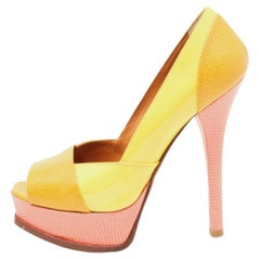 Fendi Bombas Fendista Tricolor en Piel de Lagarto y Charol Talla 37