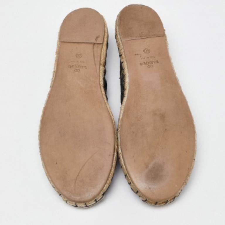 Valentino - Chaussures espadrilles en dentelle à fleurs noires, taille 40 Pour femmes en vente