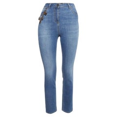 Elisabetta Franchi Jeans blu in denim impreziositi da catene M Vita 29"