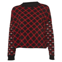 Maglione in lana a fantasia nera/rossa Marni S
