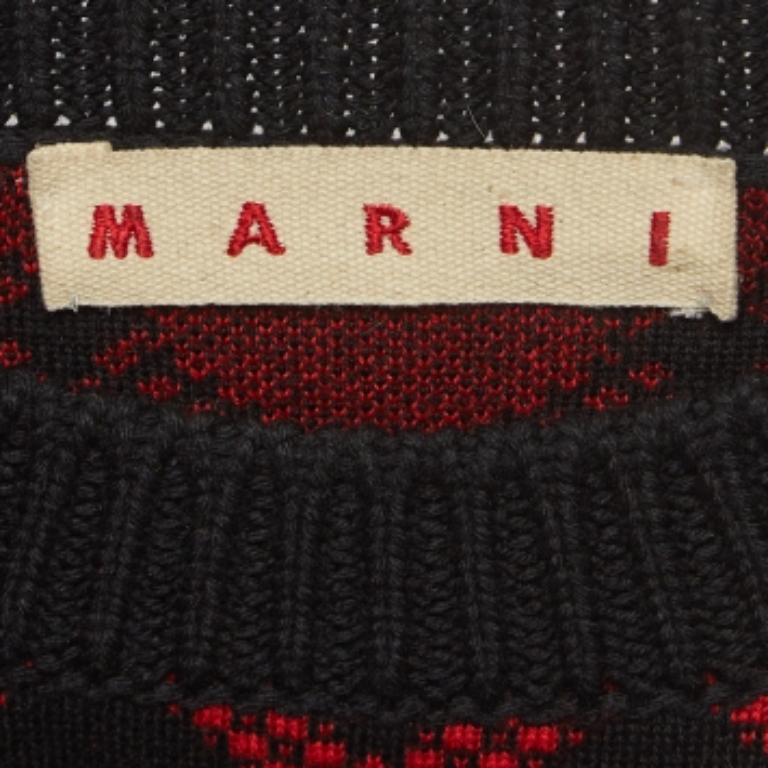 Nero Maglione in lana a fantasia nera/rossa Marni S in vendita