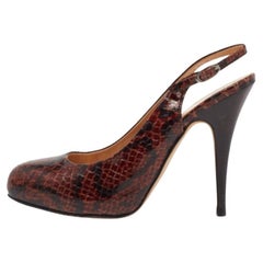 Giuseppe Zanotti Python Embossed Leather Slingback Platform Sandals Size 39 (Sandales à semelles compensées en cuir gaufré)