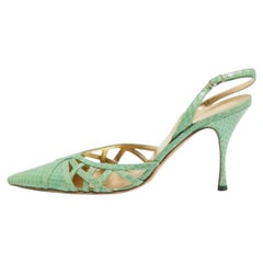 Dolce & Gabbana - Escarpins à bouts pointus en cuir python vert - Taille 37