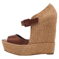 Christian Louboutin Jute Praia Wedge Espadrille Platform Strap Sandals Size 40