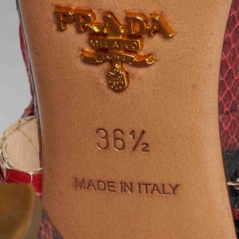 Prada Pink Python Leather Bow Ankle Strap Sandals Size 36.5 For Sale 3