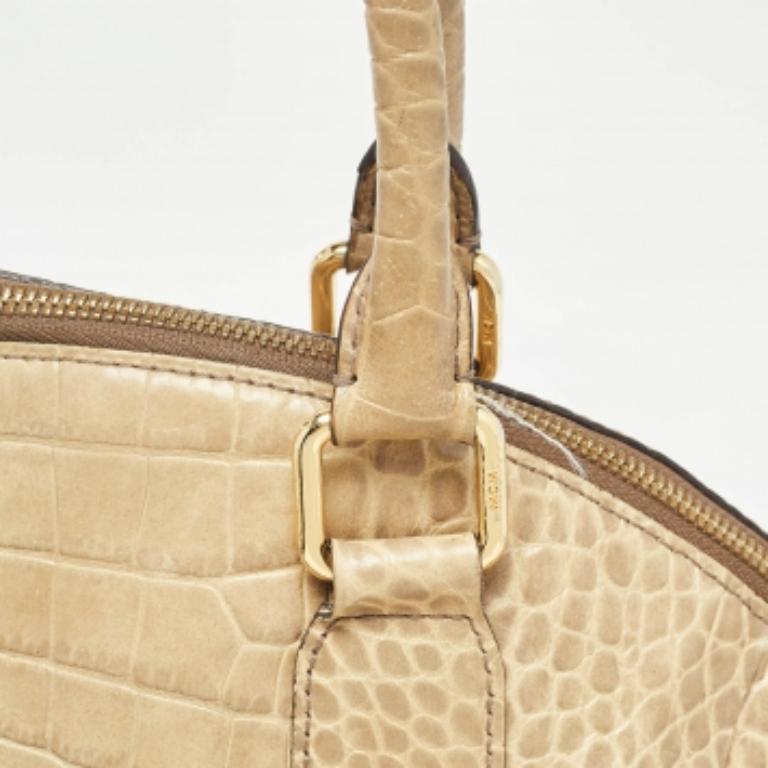 MCM Light Green Croc Embossed Leather Dome Satchel in vendita 1