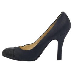 Prada Pumps in raso grigio scuro/nero e pelle goffrata a CAP misura 37