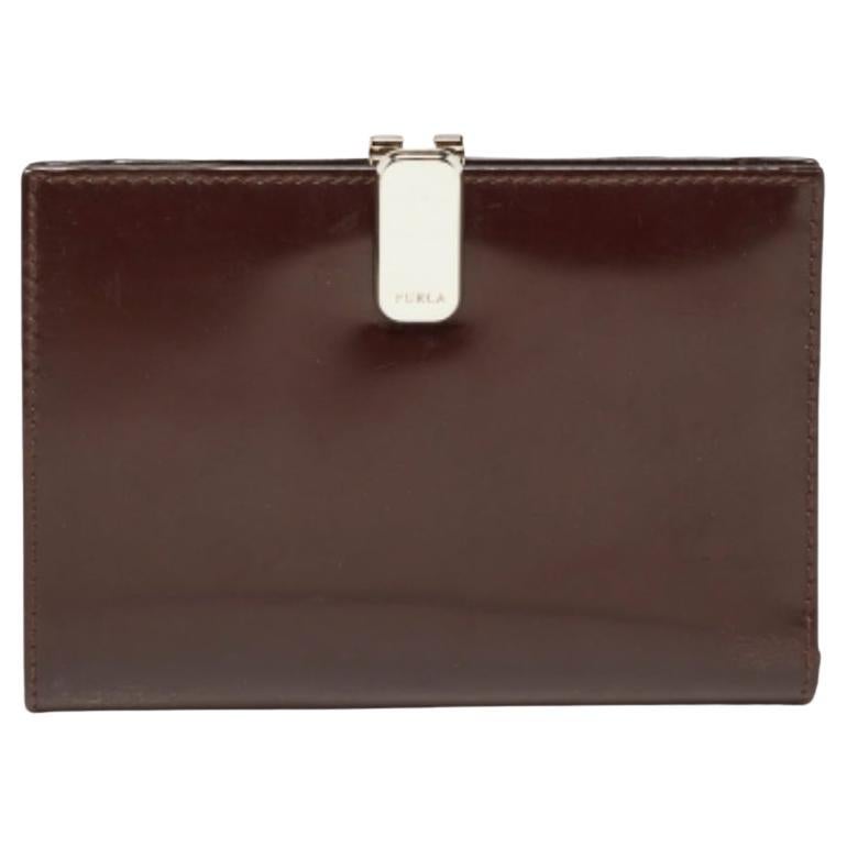 Portafoglio Furla in pelle spazzolata marrone in vendita