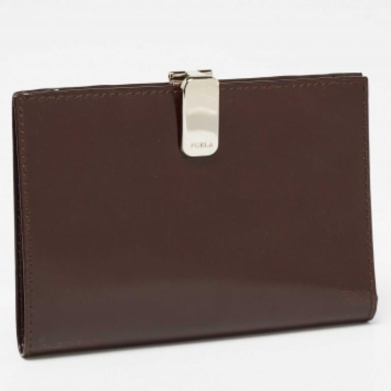 Portafoglio Furla in pelle spazzolata marrone in vendita 1