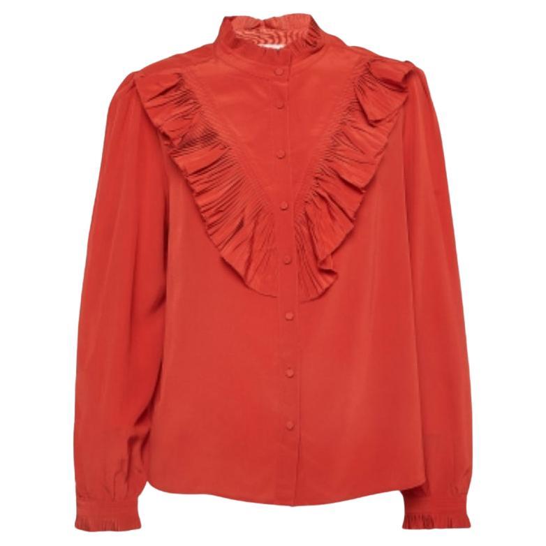 Zadig & Voltaire Chemisier plissé en soie rouge L