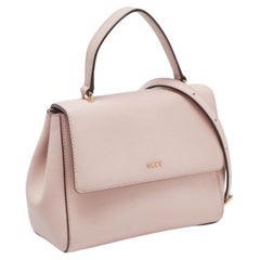 DKNY Borsa in pelle rosa con patta e manico superiore
