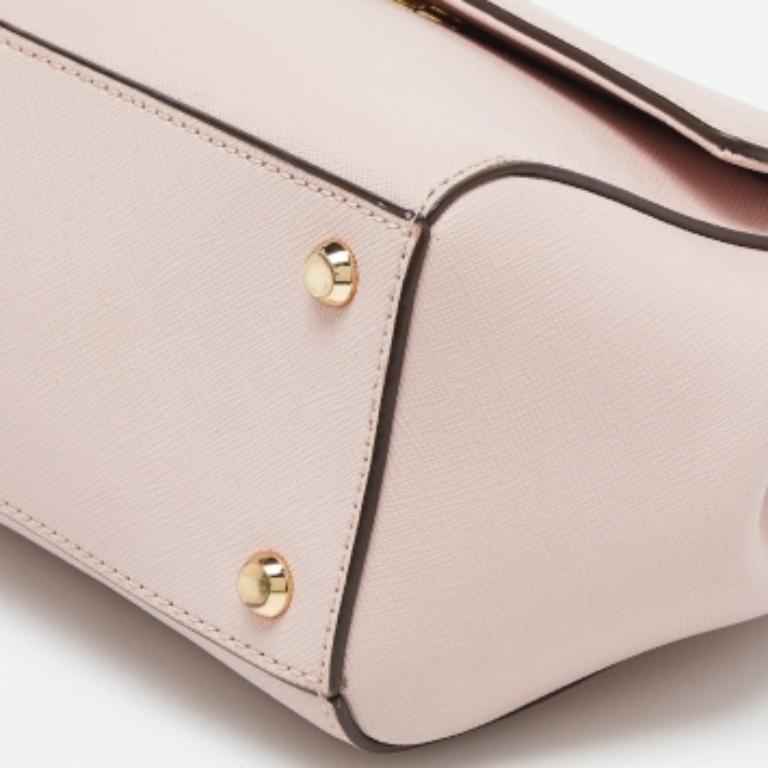 DKNY Borsa in pelle rosa con patta e manico superiore in vendita 1