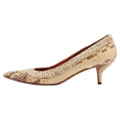 Oscar De La Renta, serpente d'acqua e rafia, punta di diamante beige, taglia 37