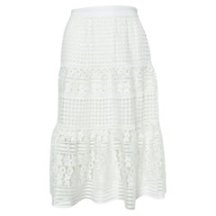 Diane von Furstenberg Gonna al ginocchio in pizzo bianco M.
