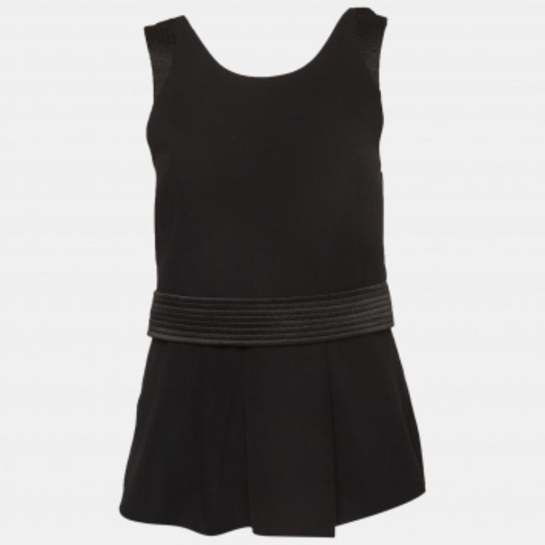 Nero Emporio Armani Top senza maniche in maglia nera S in vendita
