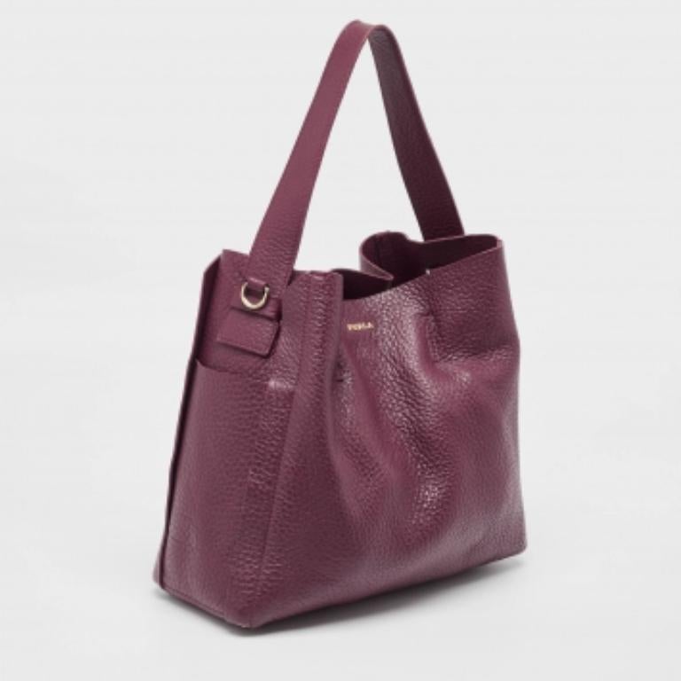 Donna Furla Borsa media in pelle di Capriccio borgogna e ciottoli in vendita