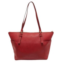 MICHAEL Michael Kors Red Saffiano Leather Jet Set Top Zip Tote