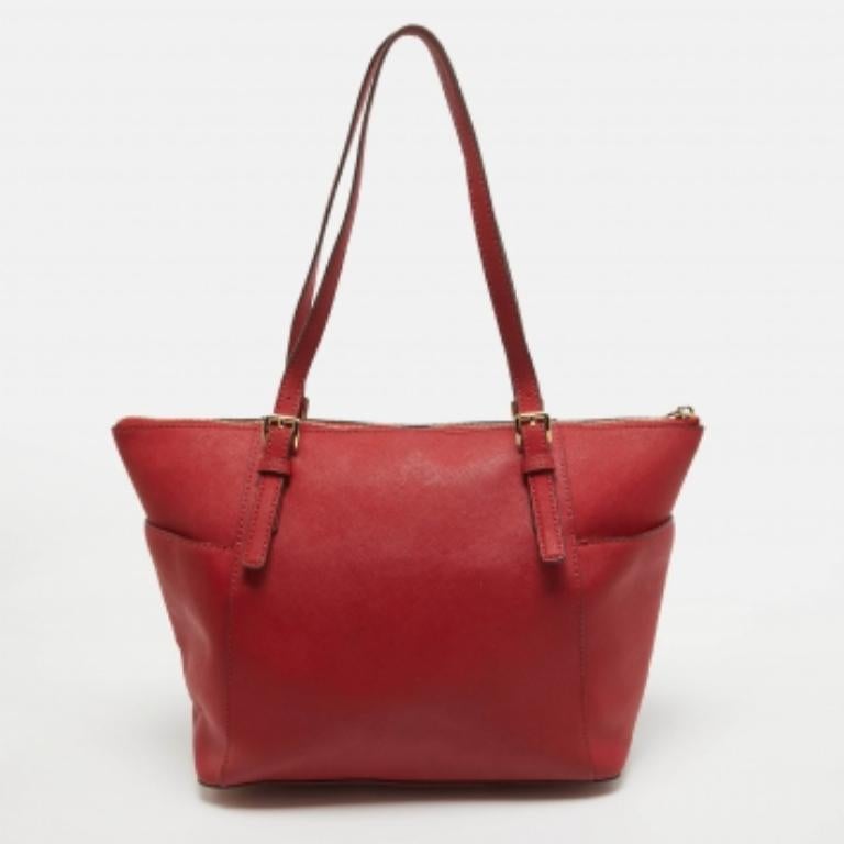 MICHAEL Michael Kors Bolso con cremallera Jet Set de piel saffiano roja en venta 1